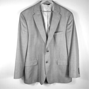 Jos A Bank 48R Tailored Fit Gray Cotton Wool Blazer Sport Coat Mens
